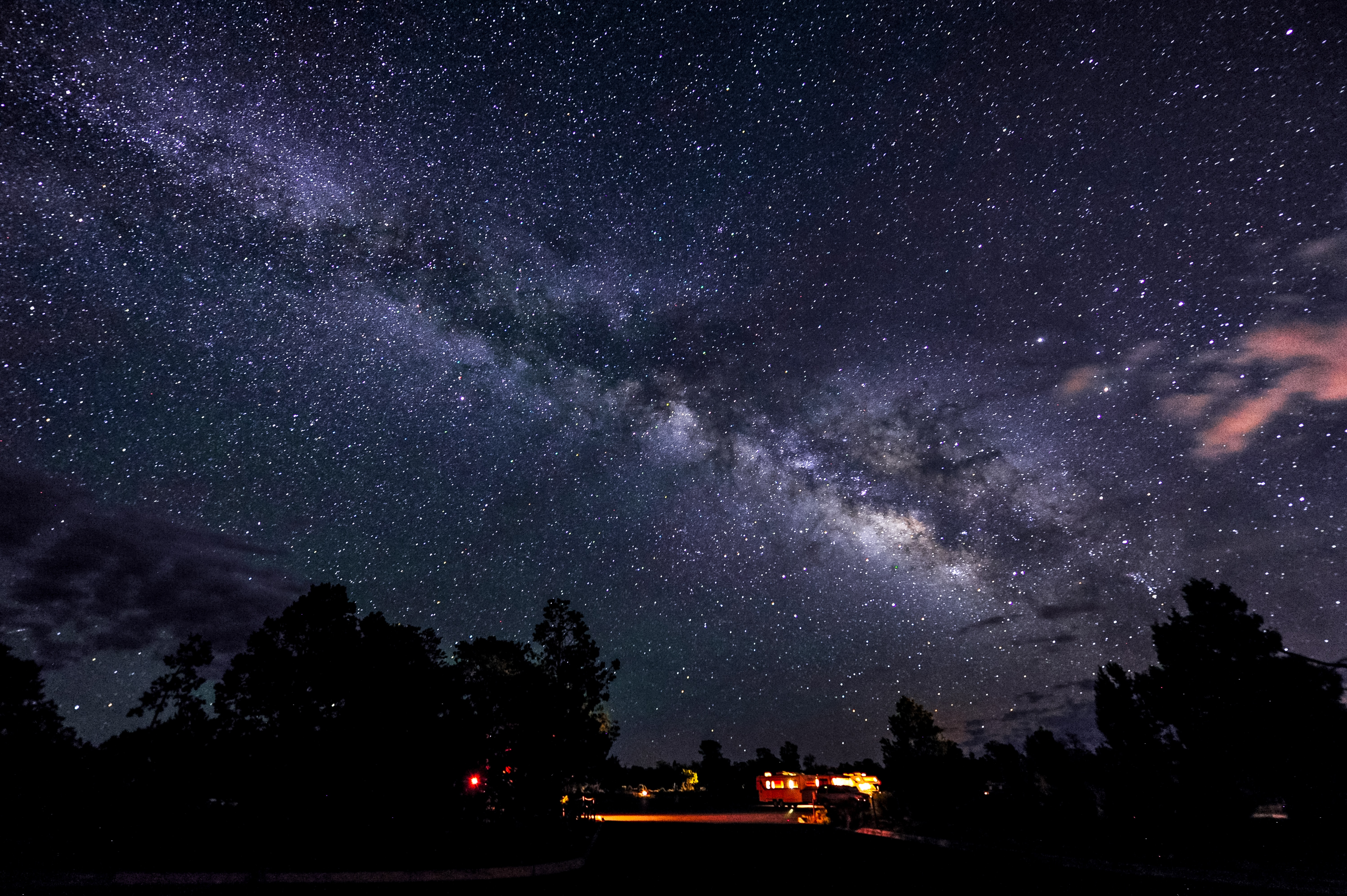 Back Lit Travel Trailer Under the Stars